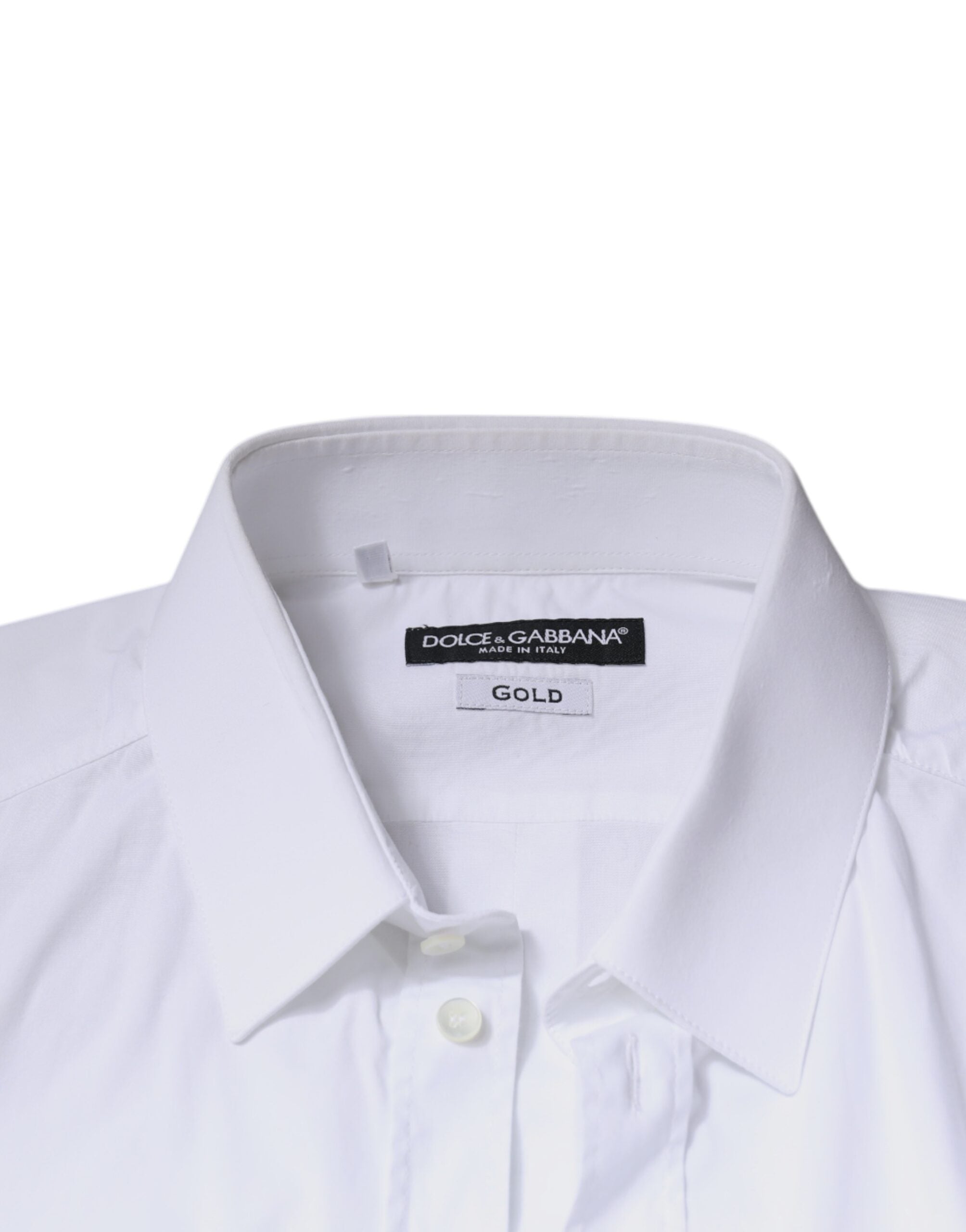 Dolce & Gabbana White cotton shirt with long sleeves GOLD